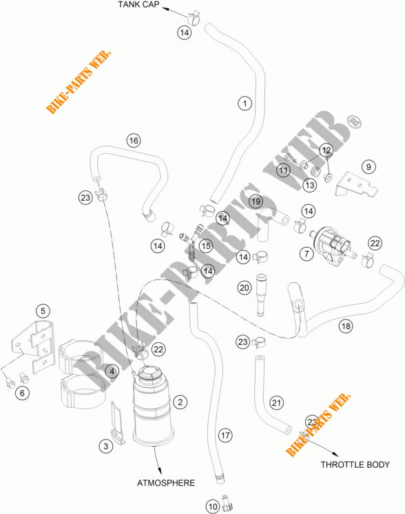 EVAPORATIVE CANISTER voor KTM 390 DUKE BLACK ABS 2015