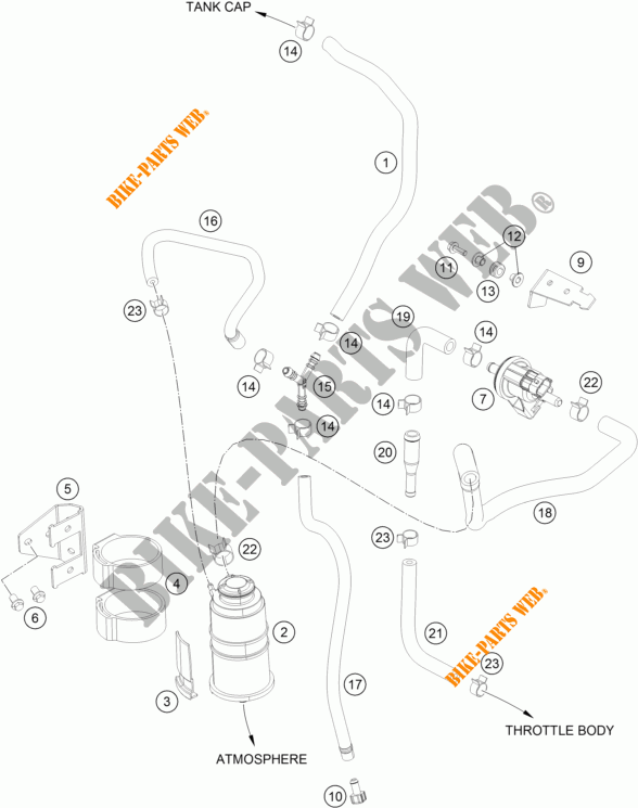 EVAPORATIVE CANISTER voor KTM 390 DUKE WHITE ABS 2015