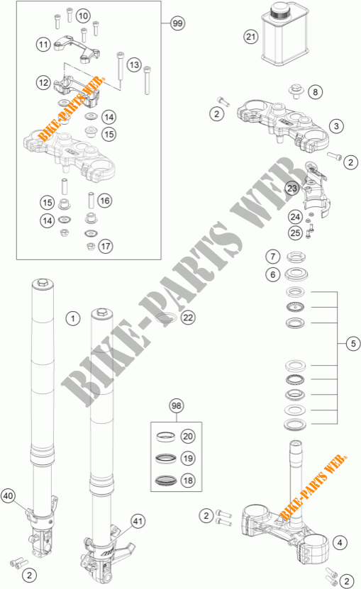 VOORVORK / T STUK voor KTM 390 DUKE WHITE ABS 2015