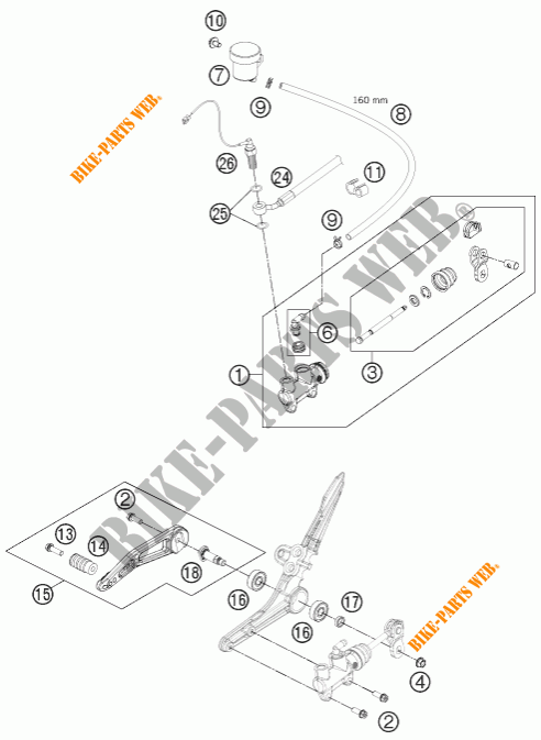 REMPOMP ACHTER voor KTM 1190 RC8 R WHITE 2015