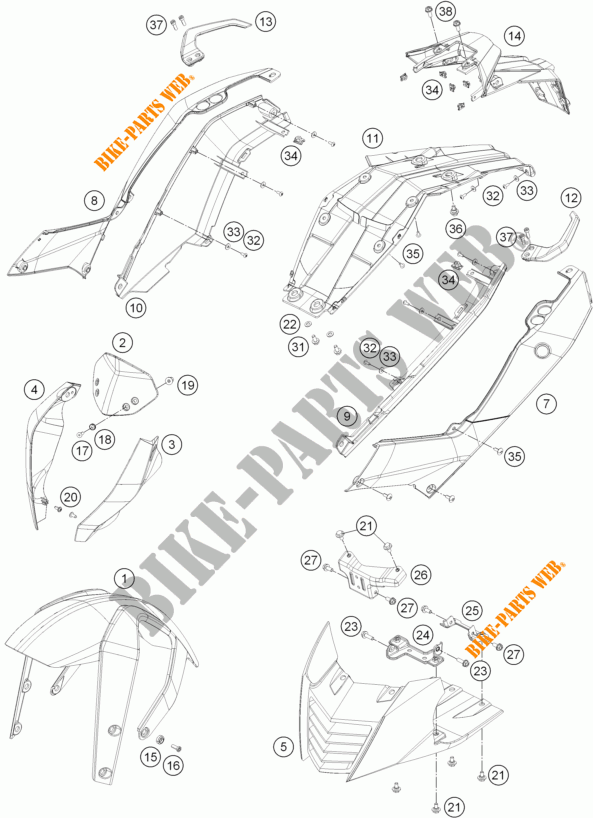 PLASTIC voor KTM 390 DUKE WHITE ABS 2014