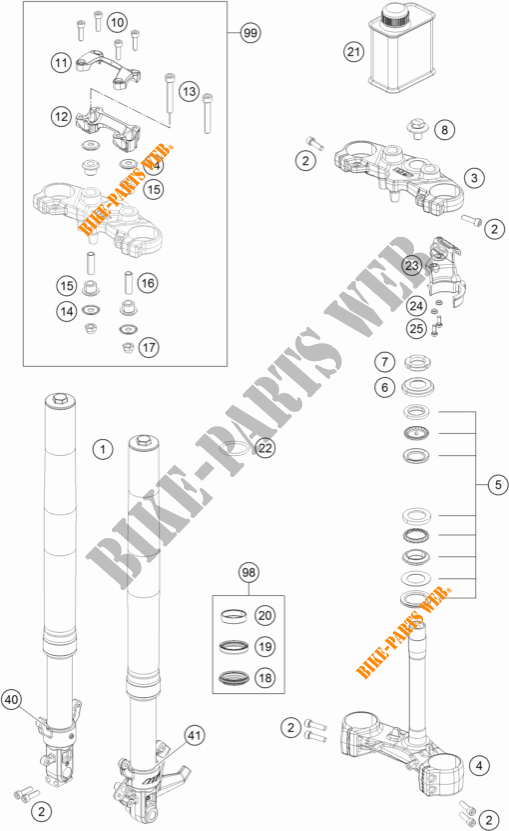 VOORVORK / T STUK voor KTM 390 DUKE BLACK ABS 2014