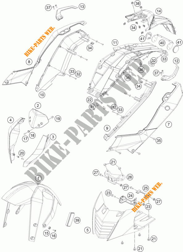 PLASTIC voor KTM 390 DUKE WHITE ABS 2014