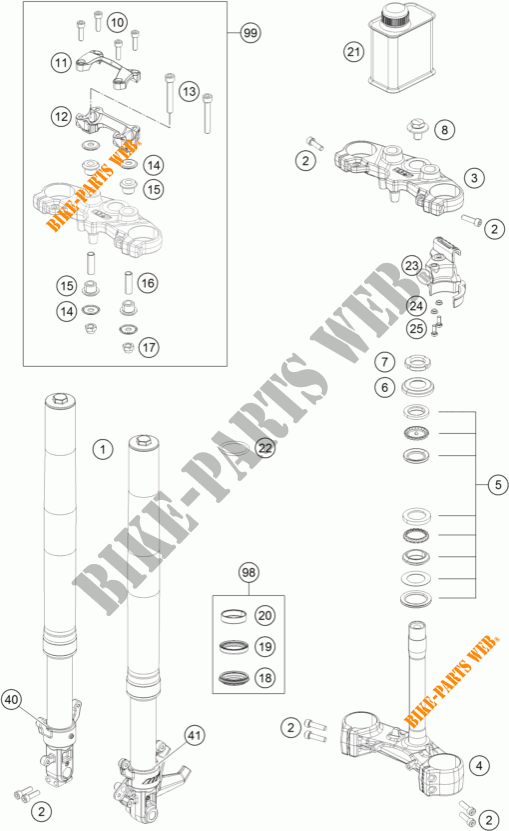 VOORVORK / T STUK voor KTM 390 DUKE WHITE ABS 2014