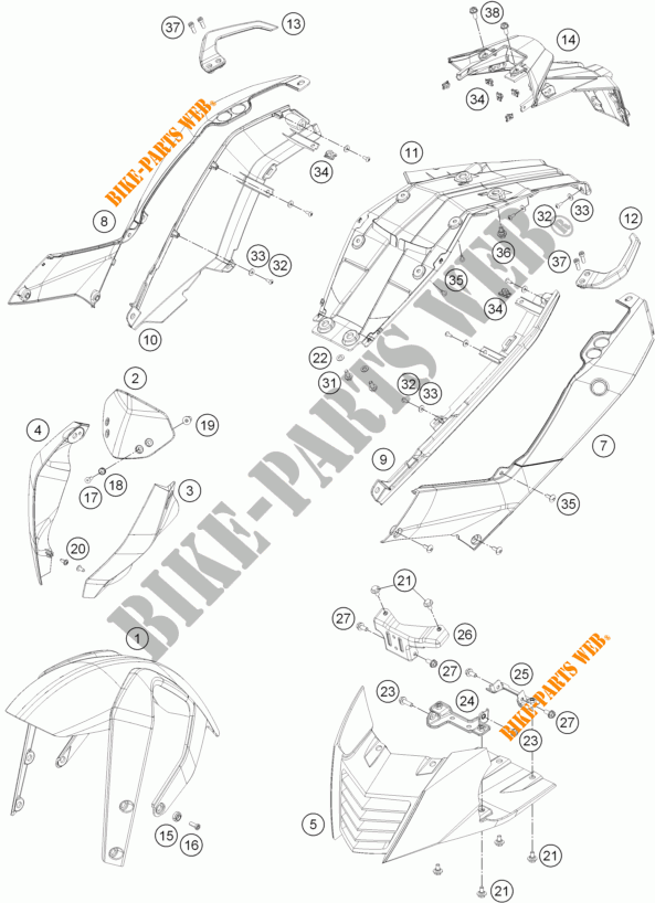 PLASTIC voor KTM 390 DUKE BLACK ABS 2014