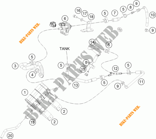 EVAPORATIVE CANISTER voor KTM 250 DUKE ORANGE 2018