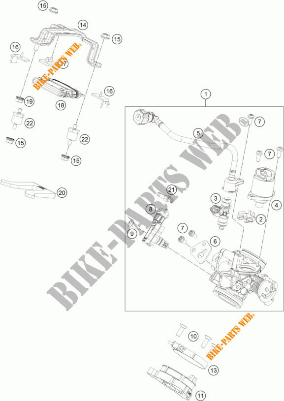 GASKLEP HUIS voor KTM 250 DUKE ORANGE NON ABS 2018