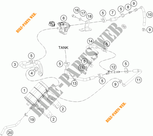 EVAPORATIVE CANISTER voor KTM 250 DUKE ORANGE 2017