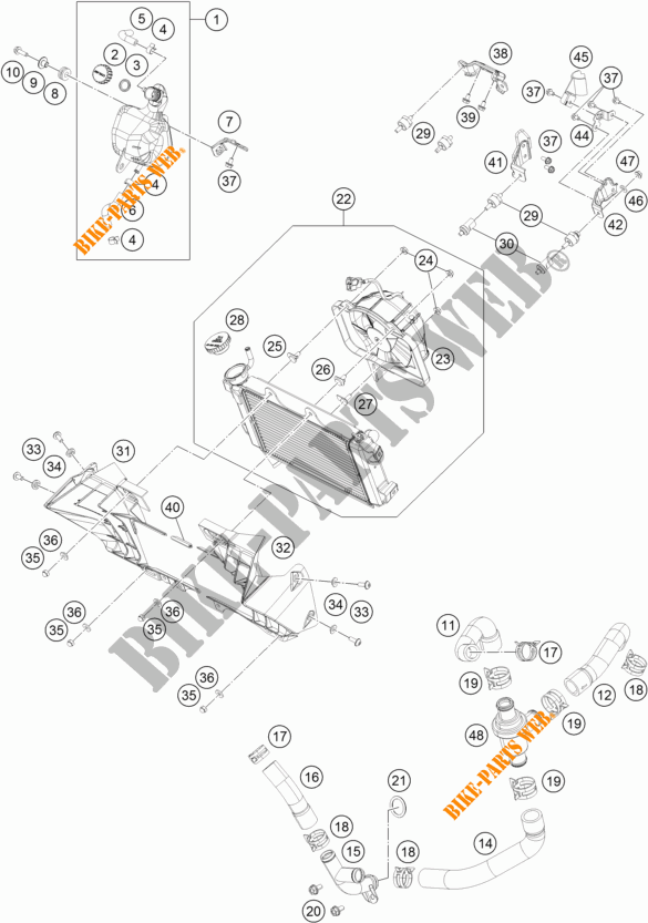 KOELSYSTEEM voor KTM 250 DUKE ORANGE 2017