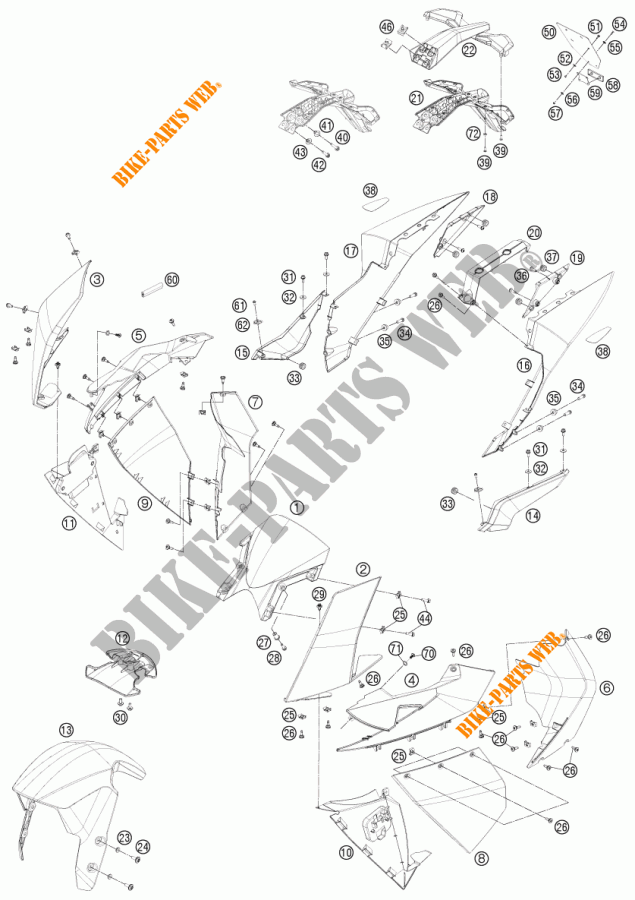 PLASTIC voor KTM 1190 RC8 R WHITE 2014