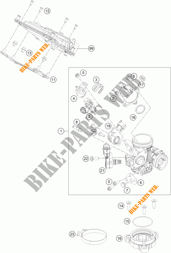 GASKLEP HUIS voor KTM 250 DUKE WHITE ABS 2015