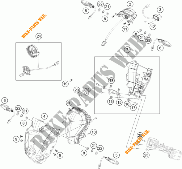 KOPLAMP / ACHTERLICHT voor KTM 250 DUKE WHITE ABS 2015