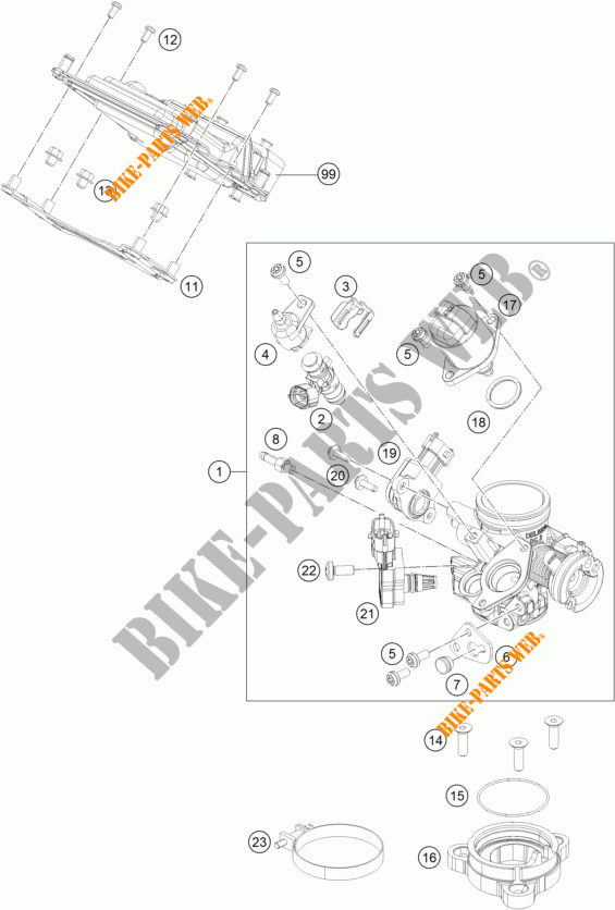 GASKLEP HUIS voor KTM 200 DUKE BLACK NON ABS 2017
