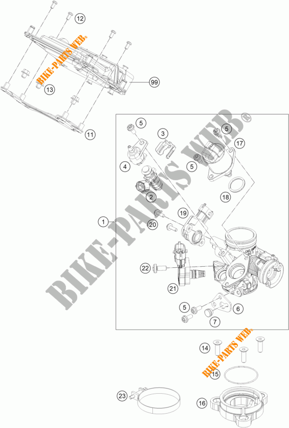 GASKLEP HUIS voor KTM 200 DUKE ORANGE NON ABS 2017