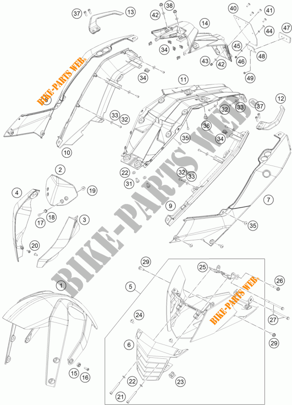 PLASTIC voor KTM 200 DUKE ORANGE NON ABS 2017
