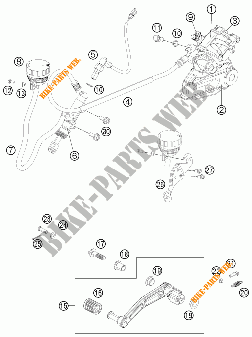 REMKLAUW ACHTER voor KTM 200 DUKE ORANGE NON ABS 2016