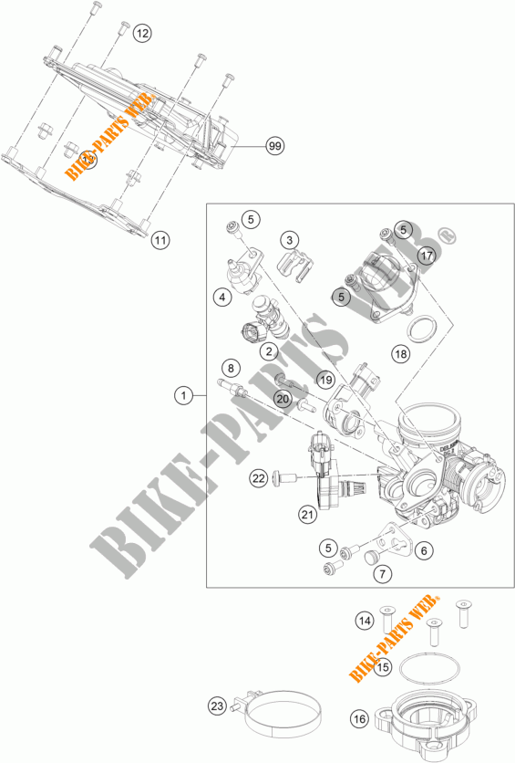 GASKLEP HUIS voor KTM 200 DUKE ORANGE NON ABS 2016
