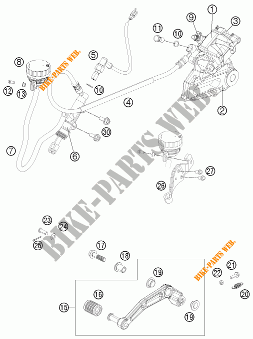 REMKLAUW ACHTER voor KTM 200 DUKE ORANGE NON ABS 2016