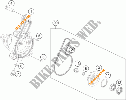 WATERPOMP voor KTM 200 DUKE ORANGE NON ABS 2016