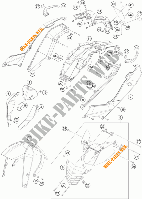PLASTIC voor KTM 200 DUKE ORANGE NON ABS 2015