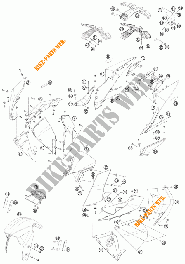 PLASTIC voor KTM 1190 RC8 R WHITE 2012