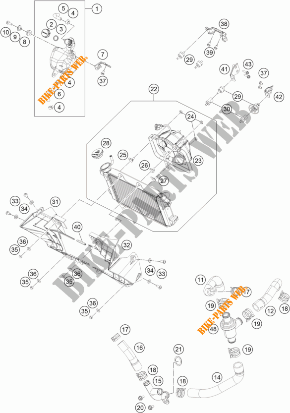 KOELSYSTEEM voor KTM 125 DUKE WHITE 2018