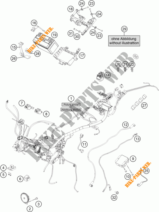 KABELBOOM voor KTM 125 DUKE ORANGE 2017