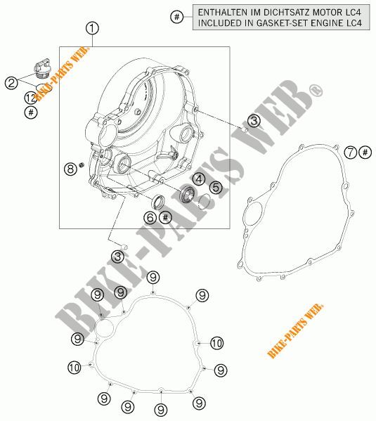 KOPPELINGS DEKSEL voor KTM 690 ENDURO R ABS 2015