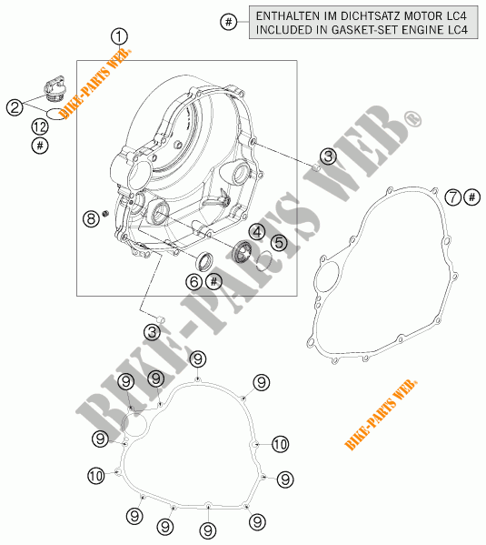 KOPPELINGS DEKSEL voor KTM 690 ENDURO R ABS 2015