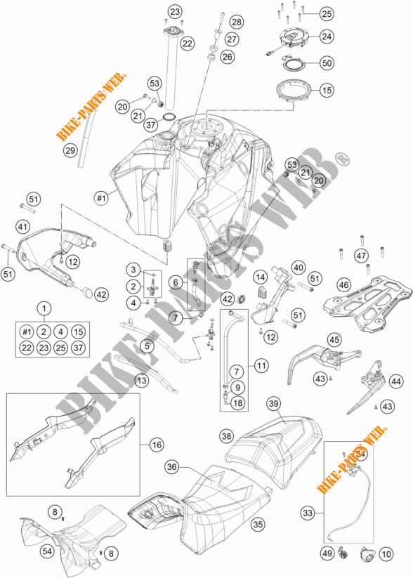 TANK / ZADEL voor KTM 1290 SUPER ADVENTURE S ORANGE 2018
