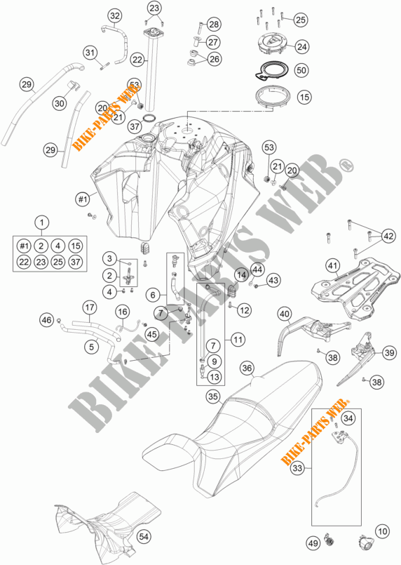 TANK / ZADEL voor KTM 1290 SUPER ADVENTURE R 2017